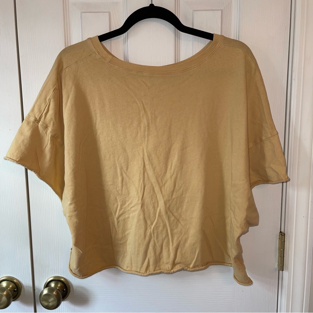 aerie Short Sleeve Tie-Hem Pocket Tee in Pale Yellow - Picture 8 of 8